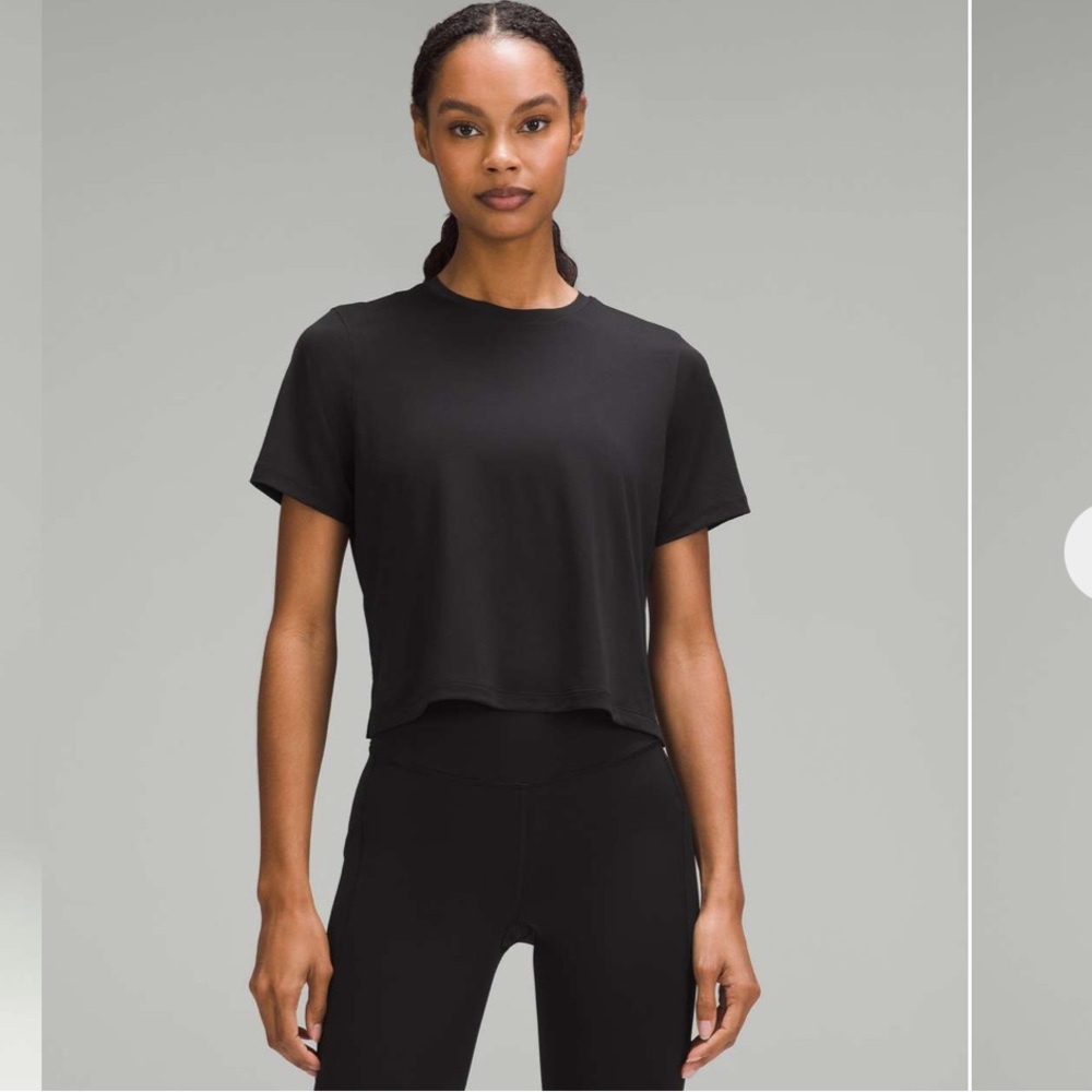 lululemon athletica Black Cropped Ultralight Short Sleeve Tee